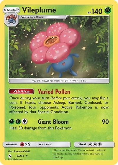 Vileplume - 8/214 (Holo Rare) [UNB-8-HR]