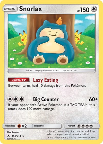 Snorlax - 158/214 (Holo Rare) [UNB-158-HR]