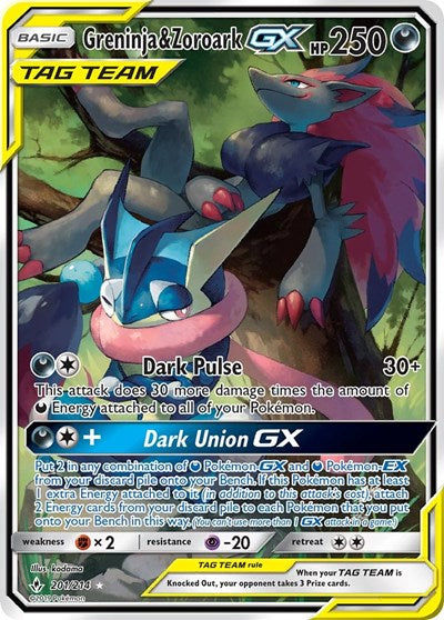 Greninja & Zoroark GX - 201/214 (Ultra Rare) [UNB-201-UR]