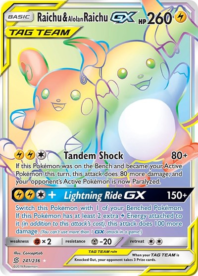 Raichu & Alolan Raichu GX - 241/236 (Secret Rare) [UNM-241-SR]