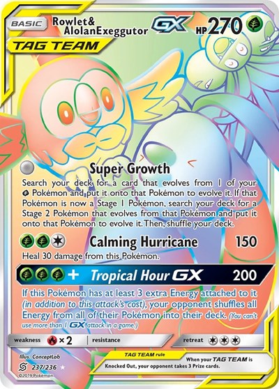 Rowlet & Alolan Exeggutor GX - 237/236 (Secret Rare) [UNM-237-SR]