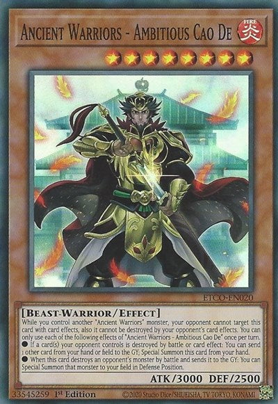 Ancient Warriors - Ambitious Cao De (Super Rare) [ETCO-EN020-SuR]