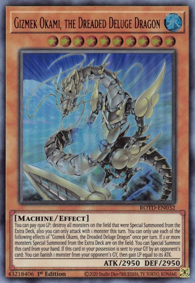 Gizmek Okami, the Dreaded Deluge Dragon (Ultra Rare) [ROTD-EN032-UR]