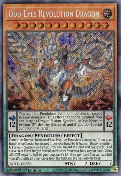 Odd-Eyes Revolution Dragon (Secret Rare) [ROTD-EN083-SeR]