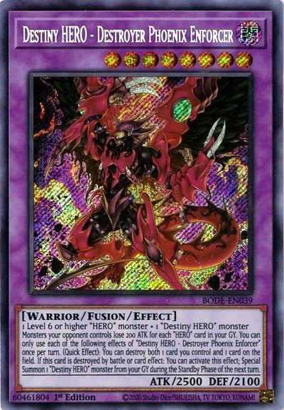 Destiny HERO - Destroyer Phoenix Enforcer (Secret Rare) [BODE-EN039-SeR]