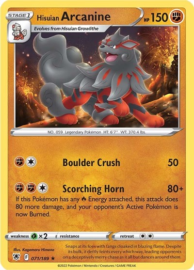 Hisuian Arcanine - 071/189 (Rare) [ASR-071-R]