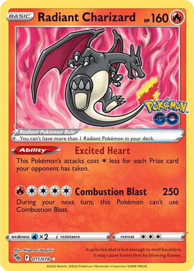 Radiant Charizard - 011/078 (Radiant Rare) [PGO-011-RR]