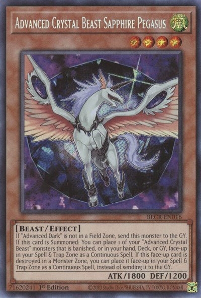 Advanced Crystal Beast Sapphire Pegasus (Secret Rare) [BLCR-EN016-SeR]