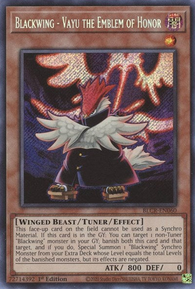 Blackwing - Vayu the Emblem of Honor (Secret Rare) [BLCR-EN060-SeR]