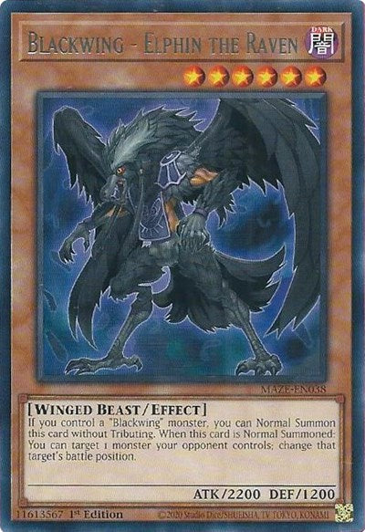 Blackwing - Elphin the Raven (Rare) [MAZE-EN038-R]