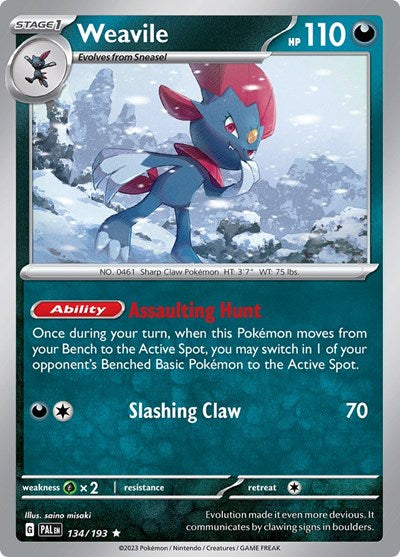 Weavile - 134/193 (Rare) [PAL-134-R]