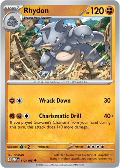 Rhydon - 112/165 (Uncommon) [MEW-112-U]