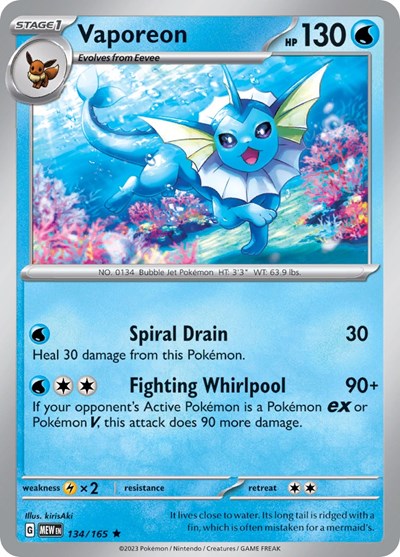 Vaporeon - 134/165 (Rare) [MEW-134-R]