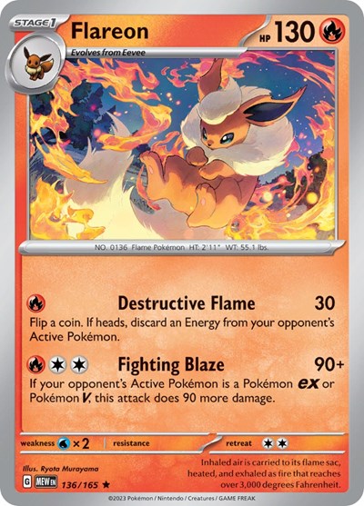 Flareon - 136/165 (Rare) [MEW-136-R]