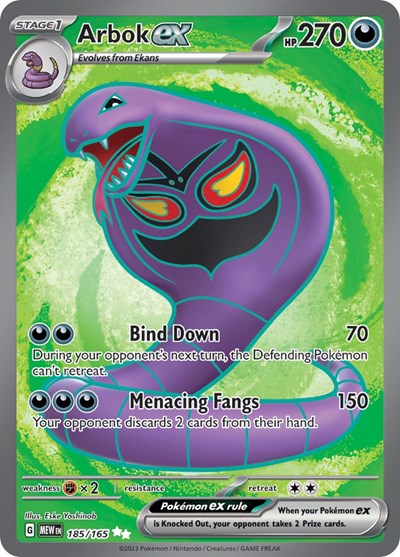 Arbok ex - 185/165 (Ultra Rare) [MEW-185-UR]