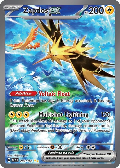 Zapdos ex - 202/165 (Special Illustration Rare) [MEW-202-SIR]