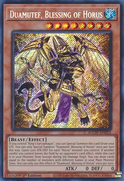 Duamutef, Blessing of Horus (Secret Rare) [AGOV-EN012-SeR]