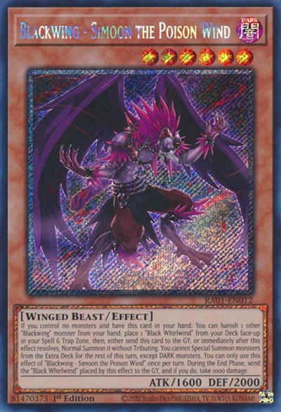 Blackwing - Simoon the Poison Wind (Platinum Secret Rare) [RA01-EN012-PlSR]