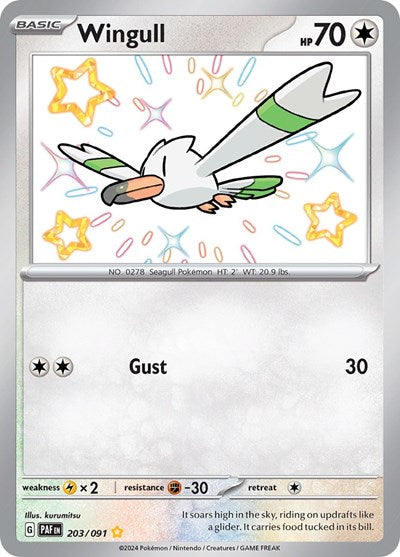 Wingull - 203/091 (Shiny Rare) [PAF-203-SHR]