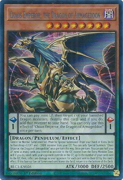 Chaos Emperor, the Dragon of Armageddon (Ultra Rare) (Silver) [BLC1-EN026-UR-S]