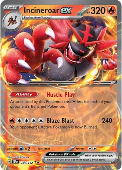 Incineroar ex - 034/162 (Double Rare) [TEF-034-DR]