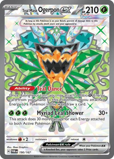 Teal Mask Ogerpon ex - 190/167 (Ultra Rare) [TWM-190-UR]