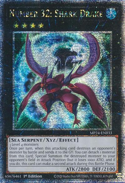 Number 32: Shark Drake (Quarter Century Secret Rare) [MP24-EN033-QCSR]