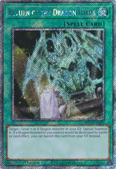 Return of the Dragon Lords (Platinum Secret Rare) [RA03-EN060-PlSR]