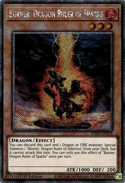 Burner, Dragon Ruler of Sparks (Platinum Secret Rare) [RA03-EN256-PlSR]