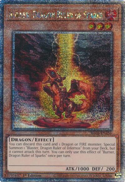 Burner, Dragon Ruler of Sparks (Quarter Century Secret Rare) [RA03-EN256-QCSR]