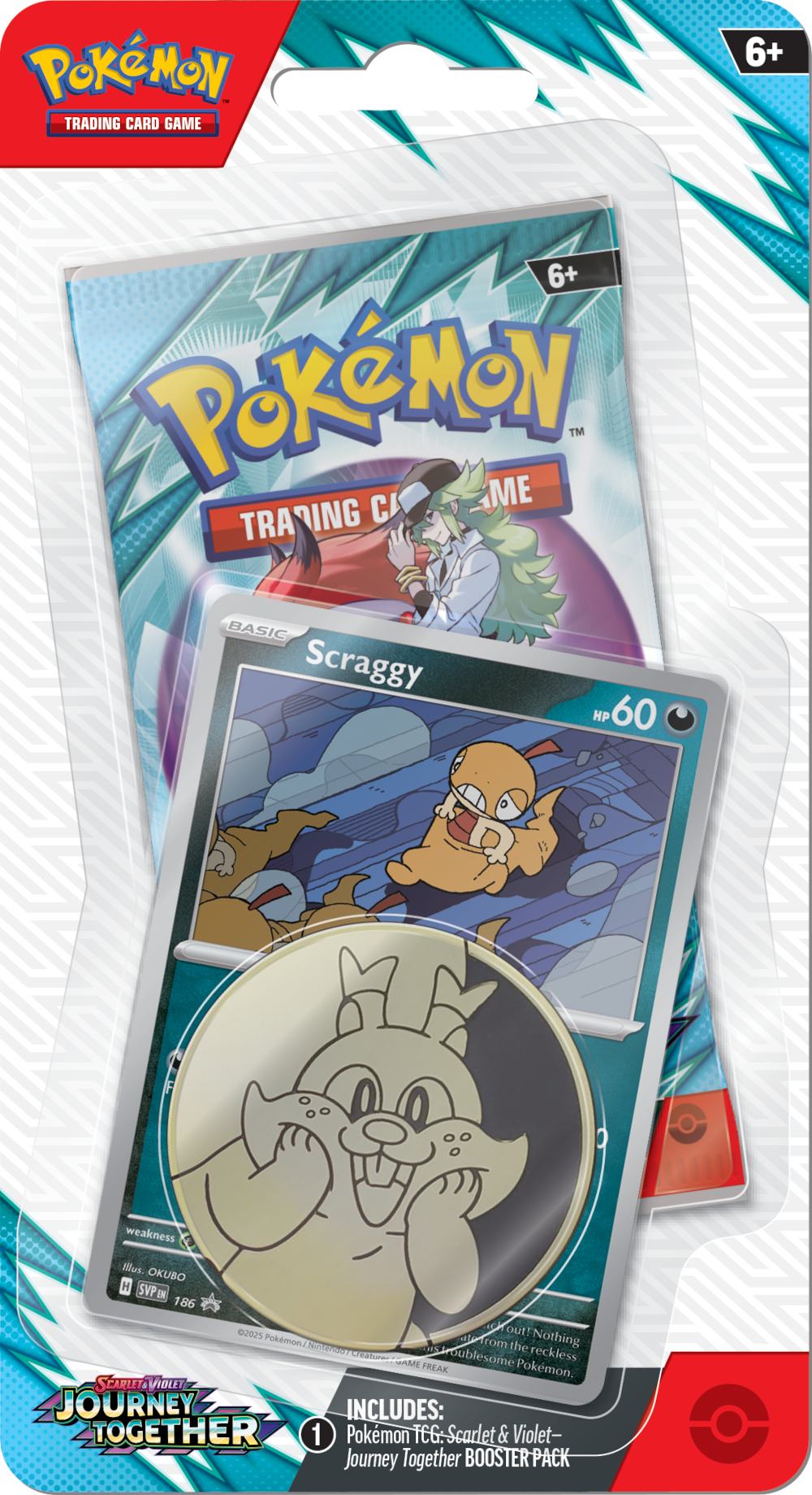 Pokémon TCG: Scarlet & Violet - Journey Together - Blister Pack - Single Booster - Scraggy Promo Card