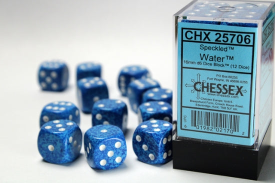 Speckled Water 16mm d6 Dice Block (12 dice)