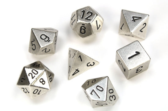 Metal Polyhedral Silver 7-Dice Set