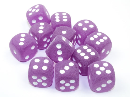 Frosted™ 16mm d6 Purple/white Dice Block™ (12 dice)