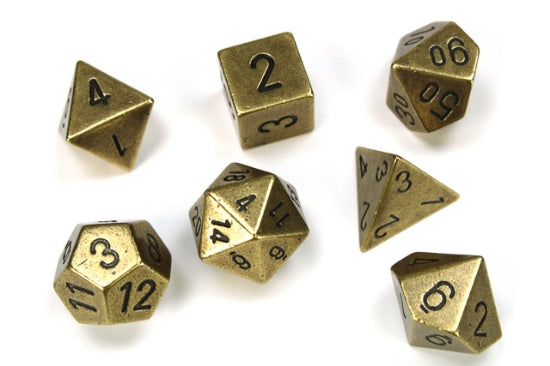 Metal Polyhedral Old Brass 7-Dice Set