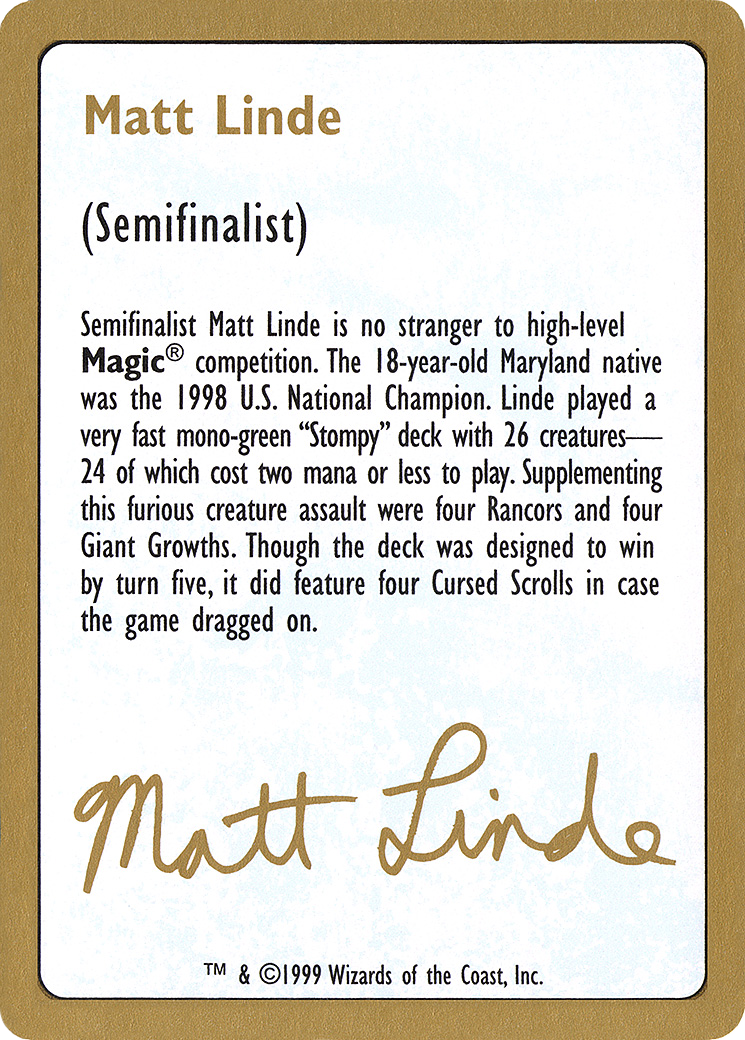 Matt Linde Bio [WC99-ml0a]