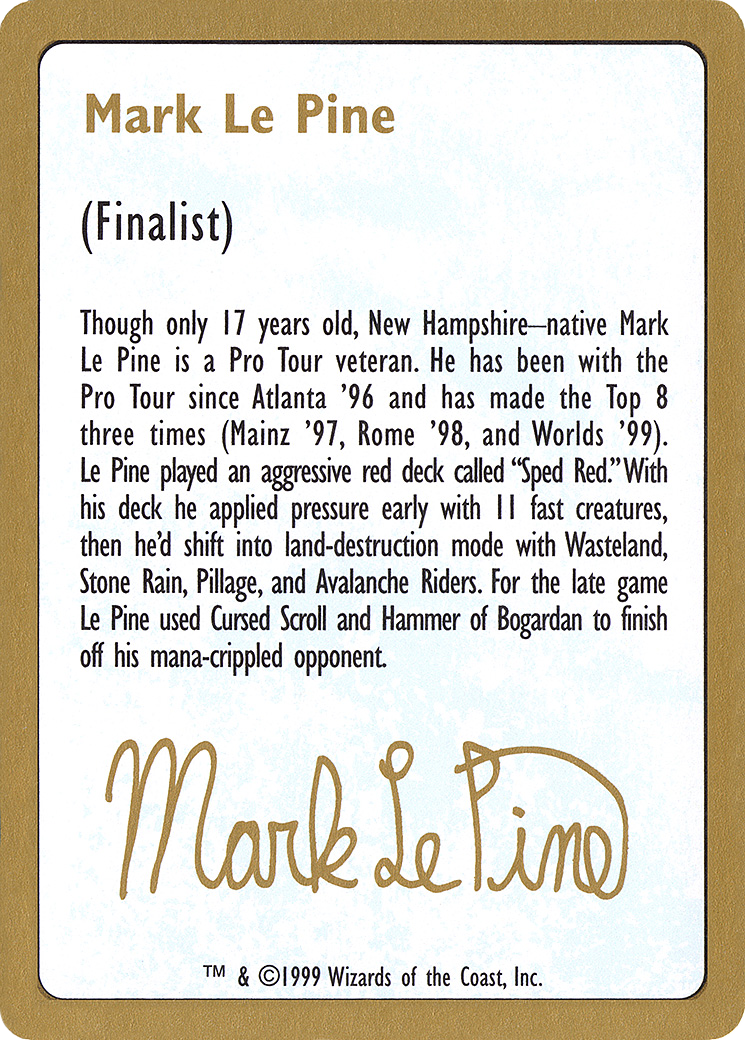 Mark Le Pine Bio [WC99-mlp0a]