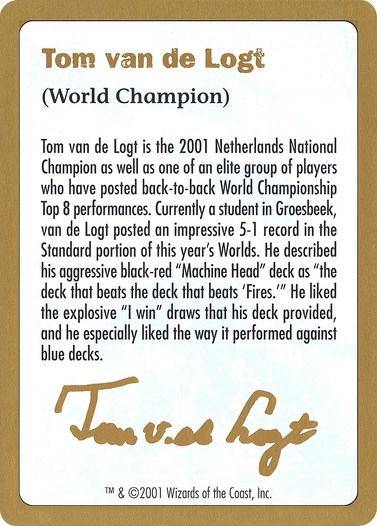 Tom van de Logt Bio (2001) [WC01-tvdl0a]