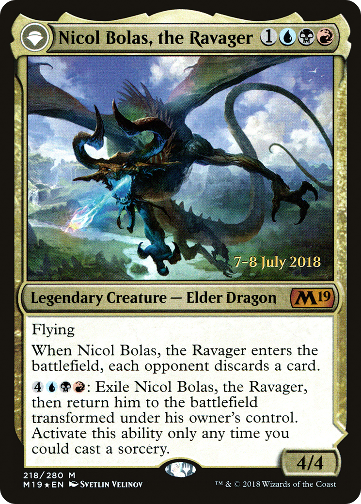 Nicol Bolas, the Ravager // Nicol Bolas, the Arisen - Prerelease Promo [PM19-218s]