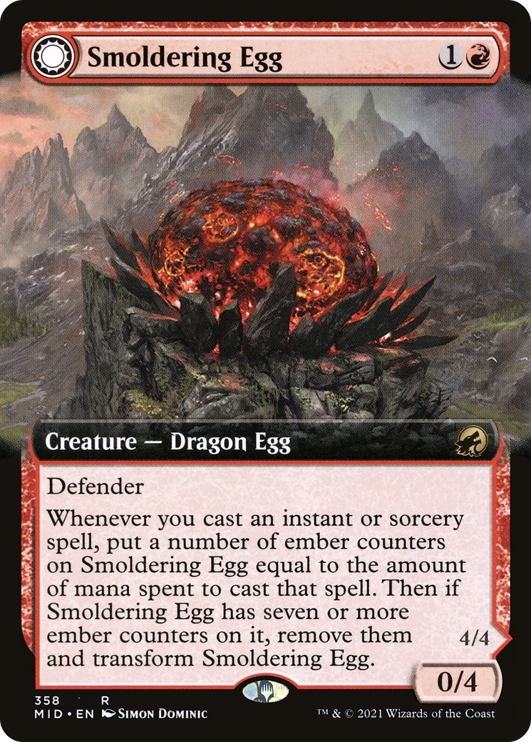 Smoldering Egg // Ashmouth Dragon - Extended Art [MID-358]