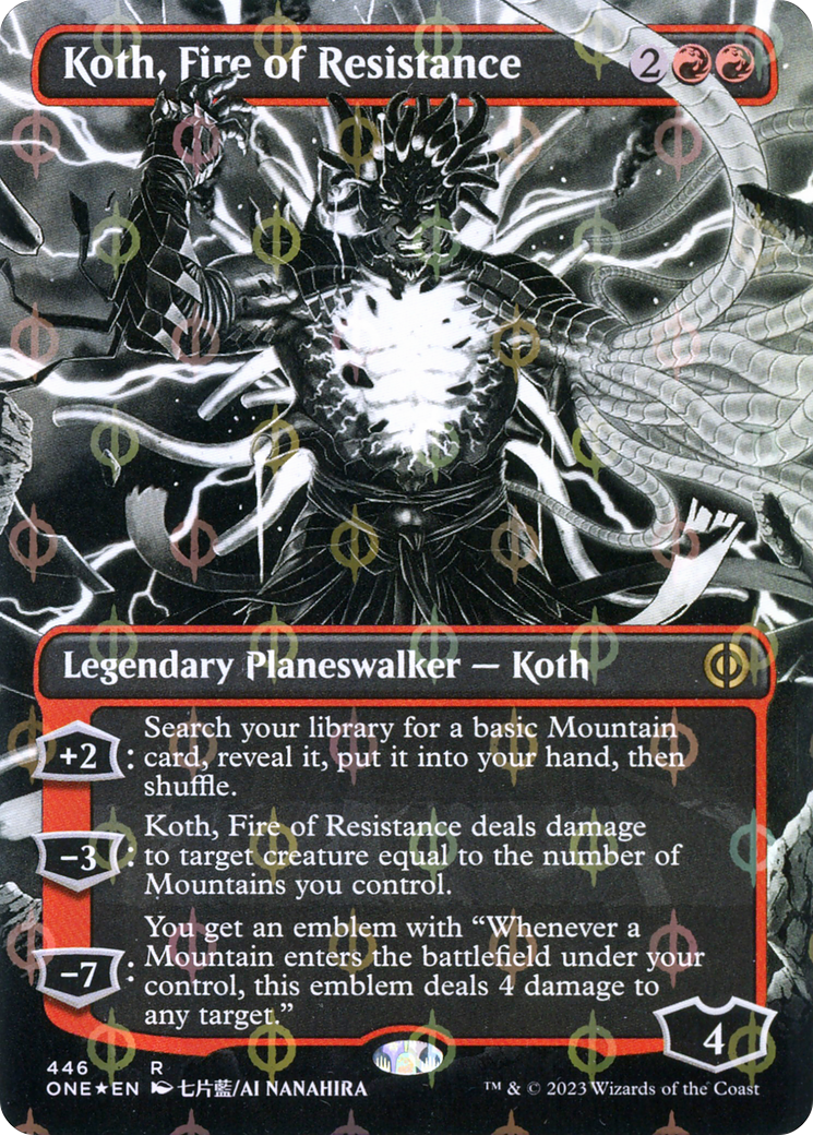 Koth, Fire of Resistance - Borderless - Showcase - Compleat Foil [ONE-446]